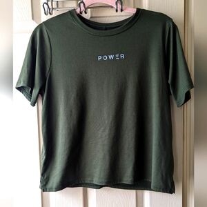 Women's Olive Green Power Lovers of hYoumanity by good hYouman Tee Sz Medium